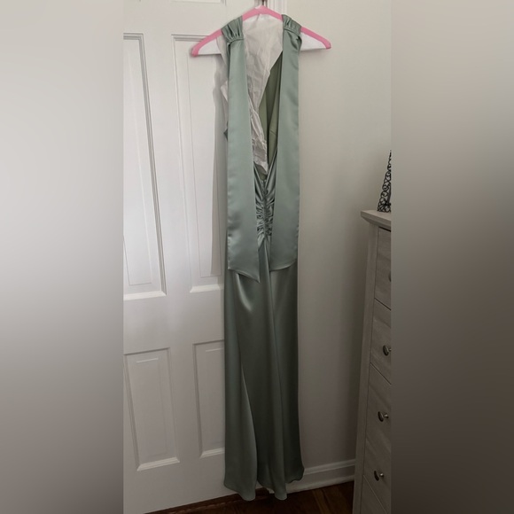 LIKE NEW Elegant Sage Satin Evening Gown from Aqua at Bloomingdale’s - Picture 7 of 13